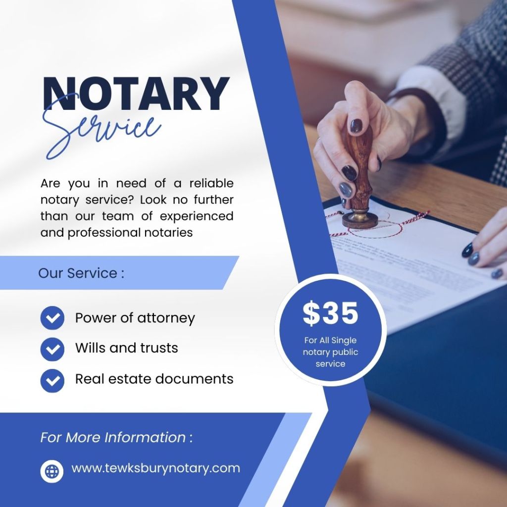 Mobile Notary Service In Tewksbury MA